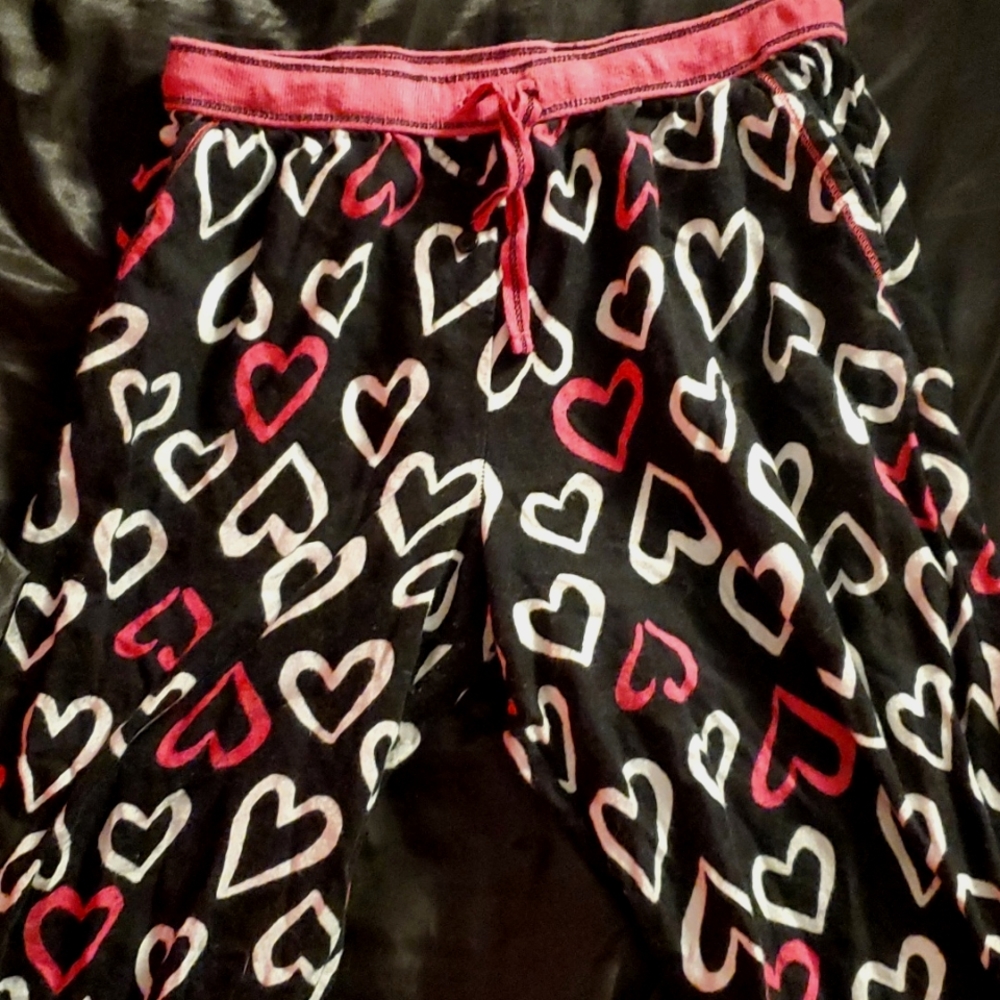 Pink and Black Heart Pajama pj pants